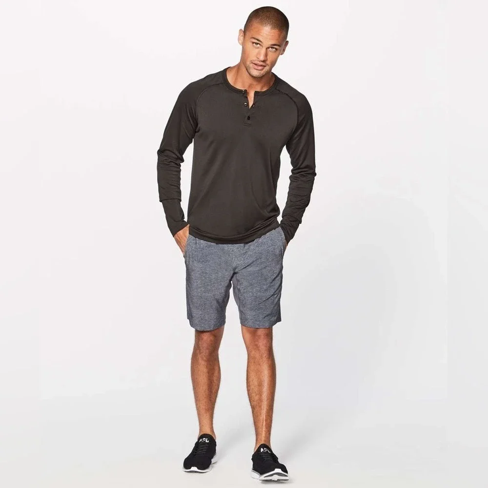 Lululemon Metal Vent Tech Long‎ Sleeve Henley Black M3AM3S Size Small
